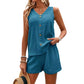 Completo Due Pezzi Casual da Donna con Scollo a V Senza Maniche