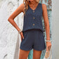 Completo Due Pezzi Casual da Donna con Scollo a V Senza Maniche