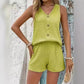 Completo Due Pezzi Casual da Donna con Scollo a V Senza Maniche