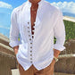 👕 Sconto del 50%! 🌊 Camicia casual da uomo con colletto alto e maniche lunghe