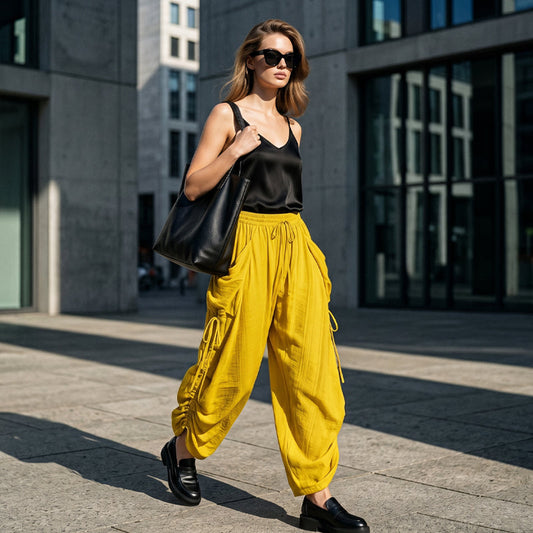 Pantaloni da donna dalla vestibilità ampia e con coulisse