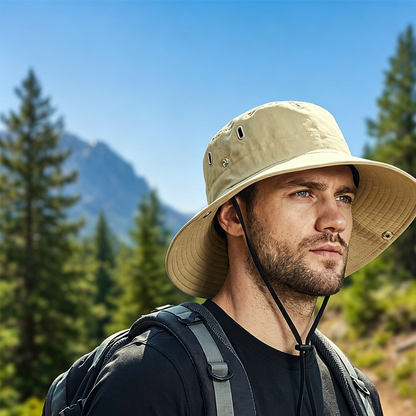 🧢 ☀️ Cappello da sole per esterni con tesa larga e sottogola – Leggero, protettivo e perfetto per la spiaggia e le escursioni 🏖️ 🥾
