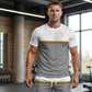 🏖️👕 Completo sportivo estivo da uomo color-block: t-shirt traspirante e pantaloncini con coulisse, due pezzi.