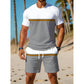 🏖️👕 Completo sportivo estivo da uomo color-block: t-shirt traspirante e pantaloncini con coulisse, due pezzi.