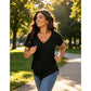T-shirt da donna casual a maniche corte con scollo a V.