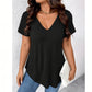 T-shirt da donna casual a maniche corte con scollo a V.