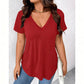 T-shirt da donna casual a maniche corte con scollo a V.
