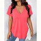 T-shirt da donna casual a maniche corte con scollo a V.