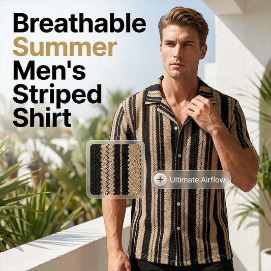 Maglia a maniche corte da uomo a righe verticali traspirante