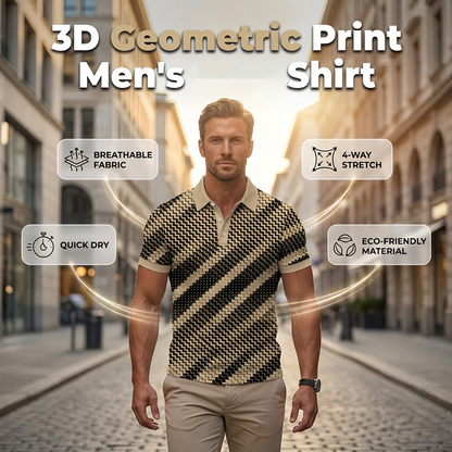 🎁2026 Nuovi Arrivi 50% OFF💥Camicie da Uomo con Stampa Geometrica e Colletto – Muscle Fit, Traspirante, Resistente allo Sbiadimento ✨