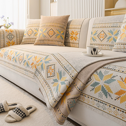 Copridivano in Chenille Stile Boho Antiscivolo