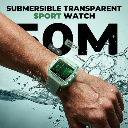 ⌚ ORA CON IL 50% DI SCONTO! 💧 Orologio digitale trasparente – resistente all’acqua fino a 50 m, display luminoso e visualizzazione ibrida – Lo stile incontra la funzionalità ✨