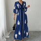 Maxi Vestito Elegante da Donna con Scollo a V e Stampa