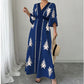 Maxi Vestito Elegante da Donna con Scollo a V e Stampa