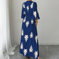 Maxi Vestito Elegante da Donna con Scollo a V e Stampa