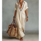 Vestito Maxi da Donna con Scollo a V Profondo e Gonna Fluente