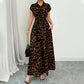 Abito Elegante da Donna con Stampa Leopardata e Colletto a Risvolto