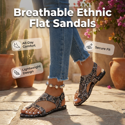 💖Offerta Estiva Speciale 50% DI SCONTO!💖Sandali Etnici Piatti con Anello al Dito – Traspiranti e Comodi per l'Estate