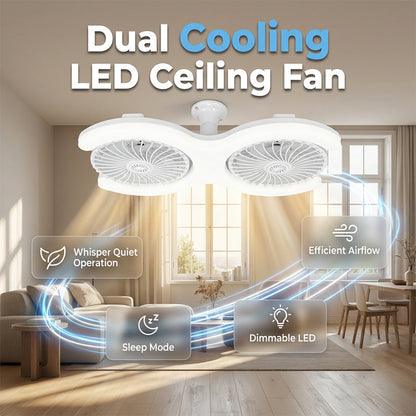 🌀 60% DI SCONTO ORA! 💡 Ventilatore da Soffitto LED a Doppia Testa – 3 velocità e telecomando – 2 teste indipendenti, perfetto per ambienti grandi – elegante e silenzioso ✨🏠