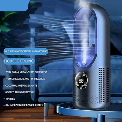 Ventilatore Elettrico Senza Pale a 6 Velocità con Luce