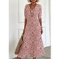 Vestito Maxi da Donna con Scollo V, Stampa e Mezze Maniche
