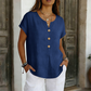 Maglietta casual da donna con scollo a V e bottoni