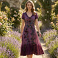 🌸SVENDITA 2026🔥 -57%✨ Abito lungo vintage 👗 Elegante scollo a V e sfumato cromatico unico