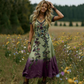🌸SVENDITA 2026🔥 -57%✨ Abito lungo vintage 👗 Elegante scollo a V e sfumato cromatico unico