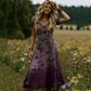 🌸SVENDITA 2026🔥 -57%✨ Abito lungo vintage 👗 Elegante scollo a V e sfumato cromatico unico