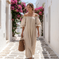 Vestito Maxi da Donna con Spalle Scoperte e Maniche a Lanterna