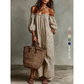 Vestito Maxi da Donna con Spalle Scoperte e Maniche a Lanterna