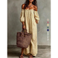 Vestito Maxi da Donna con Spalle Scoperte e Maniche a Lanterna