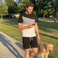 Set da uomo con t-shirt color-block e pantaloncini