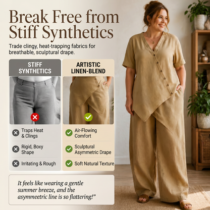 Completo da Donna con Top Asimmetrico e Pantaloni a Gamba Larga