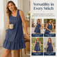 Vestito Senza Maniche con Scollo Asimmetrico e Volant da Donna