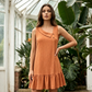 Vestito Senza Maniche con Scollo Asimmetrico e Volant da Donna