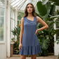 Vestito Senza Maniche con Scollo Asimmetrico e Volant da Donna