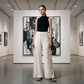 Pantaloni da donna in pizzo svolazzanti con coulisse