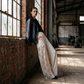 Pantaloni da donna in pizzo svolazzanti con coulisse