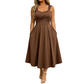 🖕50% DI SCONTO 50K+ VENDUTI👗Abito Midi da Donna a Linea A con Vita Incrociata – Nasconde Pancia e Fianchi