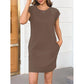 Vestito Tinta Unita con Scollo Rotondo da Donna