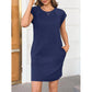 Vestito Tinta Unita con Scollo Rotondo da Donna
