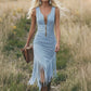 Abito Slim Senza Maniche con Frange in Stile Western Retro