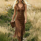 Abito Slim Senza Maniche con Frange in Stile Western Retro
