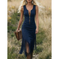 Abito Slim Senza Maniche con Frange in Stile Western Retro