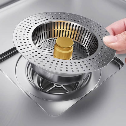 🚰✨ Tappo per lavello con pulsante a pressione – Filtro integrato anti-intasamento e anti-odore