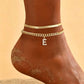 ✨💛 Cavigliera Dorata Personalizzabile con Iniziale – Leggerissima in Lega, Impilabile, 26 Lettere – Gioiello Estivo Elegante per Donna 🏖️🔗