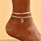 ✨💛 Cavigliera Dorata Personalizzabile con Iniziale – Leggerissima in Lega, Impilabile, 26 Lettere – Gioiello Estivo Elegante per Donna 🏖️🔗
