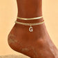 ✨💛 Cavigliera Dorata Personalizzabile con Iniziale – Leggerissima in Lega, Impilabile, 26 Lettere – Gioiello Estivo Elegante per Donna 🏖️🔗
