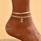 ✨💛 Cavigliera Dorata Personalizzabile con Iniziale – Leggerissima in Lega, Impilabile, 26 Lettere – Gioiello Estivo Elegante per Donna 🏖️🔗